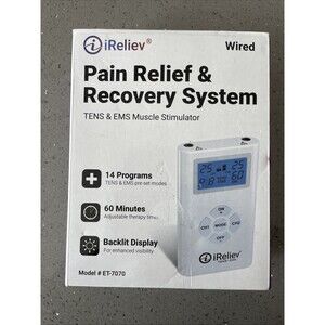 NEW! iReliev Wired Pain Relief & Recovery System TENS & EMS Muscle Stimulator